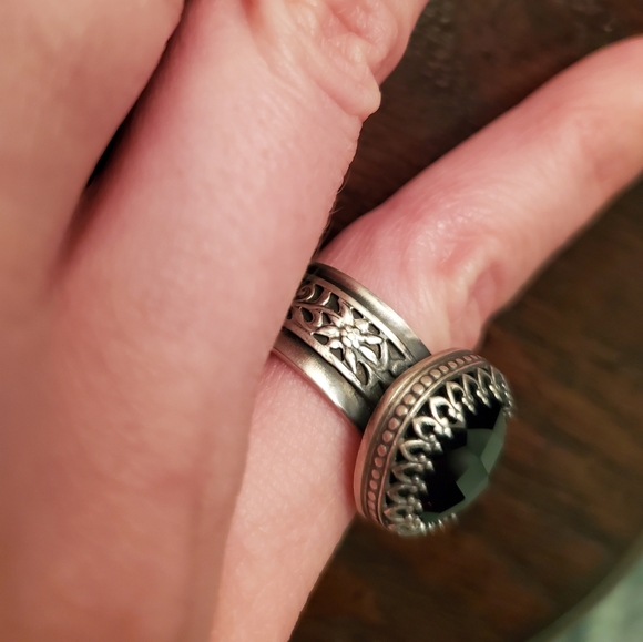 Gem Heaven sterling silver witchy black gemstone ring ooak artisan gothic - Picture 10 of 11